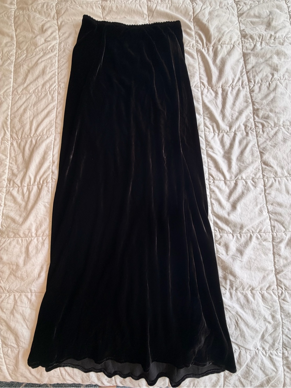 Reformation black velvet Layla midi skirt